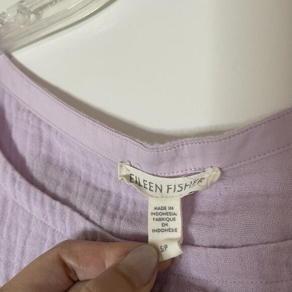 EILEEN FISHER Organic Cotton Gauze Bateau Neck Shell Lavender purple $158 - Picture 2 of 4